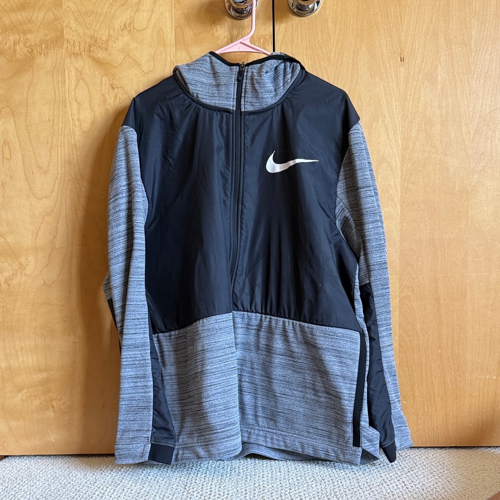 Nike Black and Gray Full-Zip basketball hoodie